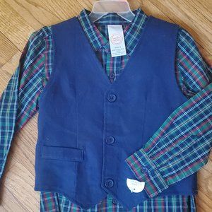 NWT! Plaid shirt and navy vest set - 4t Wonder Nation
